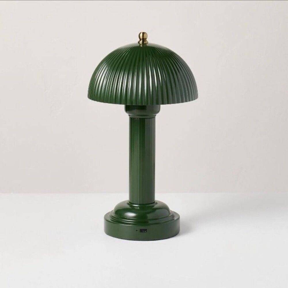Hearth & Hand Magnolia 11.5" Fluted Metal Rechargeable Table Lamp Green